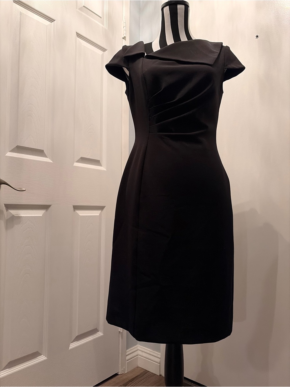 Classic Black Cap-Sleeve Sheath Dress